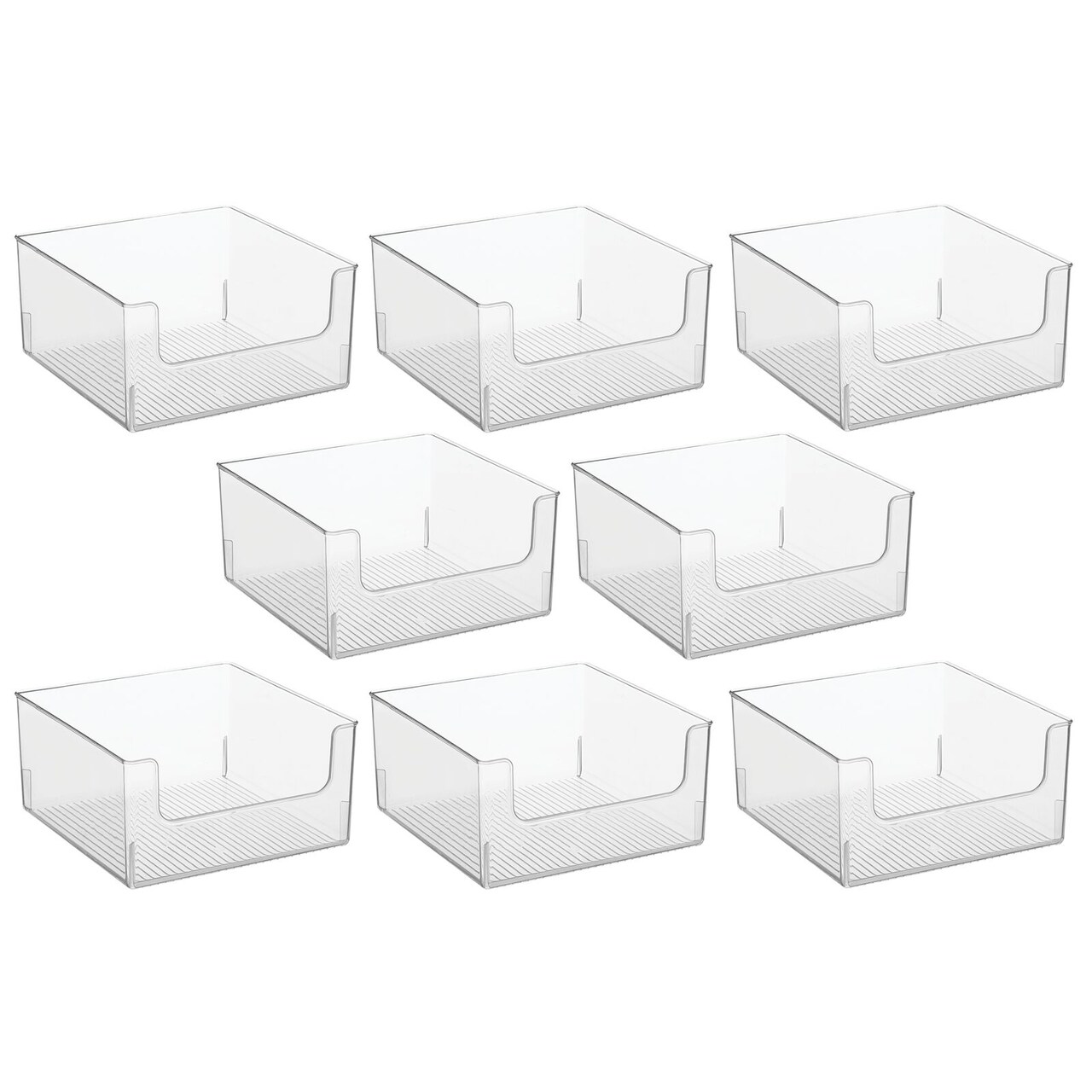 mDesign Office Plastic Storage Organizer Bin with Open Dip Front, 8 Pack, Clear